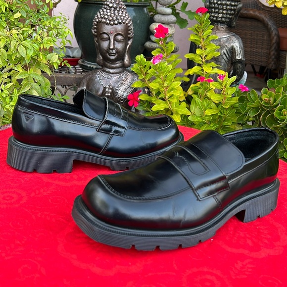 🏴󠁧󠁢󠁥󠁮󠁧󠁿 Dr. Martens MIE Mono Black Chunky Block Heel Penny Loafers UK 7 - Picture 3 of 17